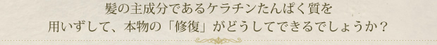 髪の主成分であるケラチンたんぱく質を用いずして、本物の「修復」がどうしてできるでしょうか？